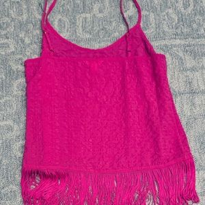 Lilly Pulitzer fun pink fringe top! Size xs